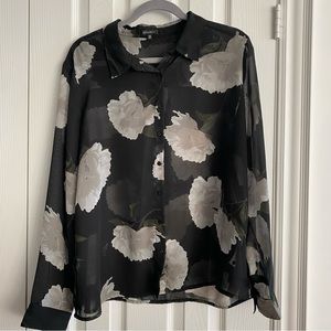 Dynamite black floral see through top